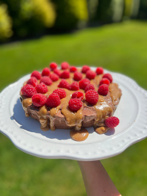 double chocolate protein mousse cake